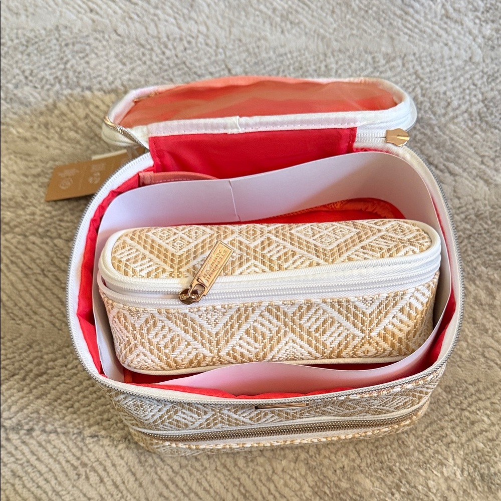 Stephanie Johnson BRAND NEW Tan and Cream Travel Case. (Original price $94) - Picture 8 of 12